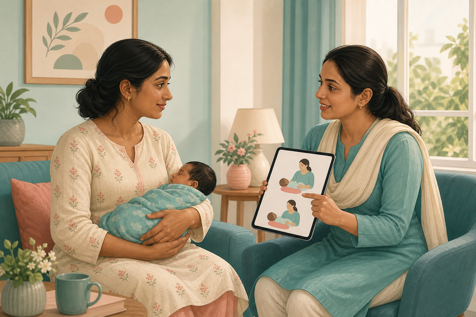 Illustration of a maternal care consultation